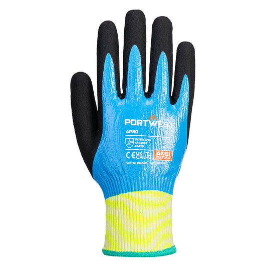AP50 - Gant Aqua Cut Pro coupure D, Bleu/Noir, vue de dos 
