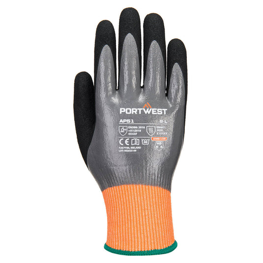 AP51 - Gant anti-coupure F15 nitrile Aqua, Gris/Noir, vue de dos 