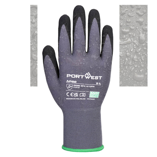 AP62 - Gant Dermiflex Aqua, Gris/Noir, vue de dos 