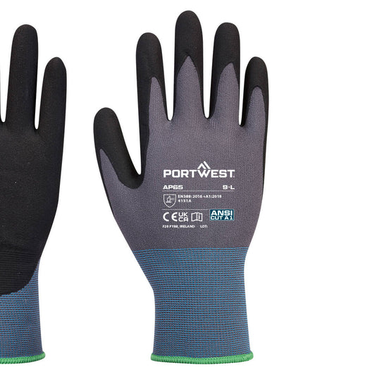 AP65 - Gant NPR Pro Mousse Nitrile, Noir/Gris, vue de dos 