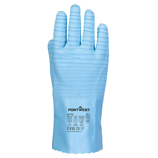 AP75 - Gant en latex FD Chem B, Bleu, vue de dos 