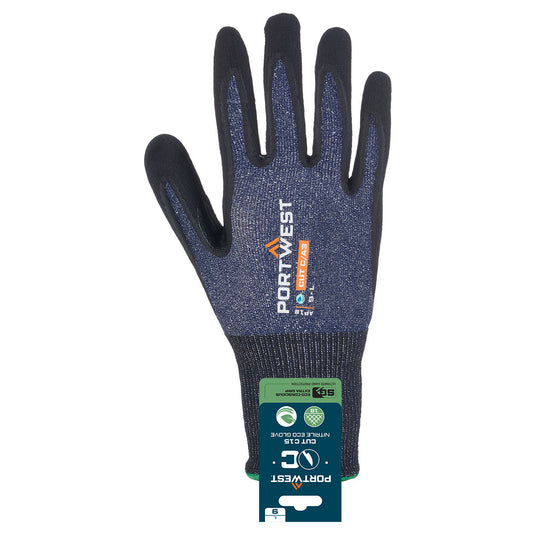 APR18 - Gant SG Cut C15 en nitrile (retail), Bleu/Noir, vue de dos 