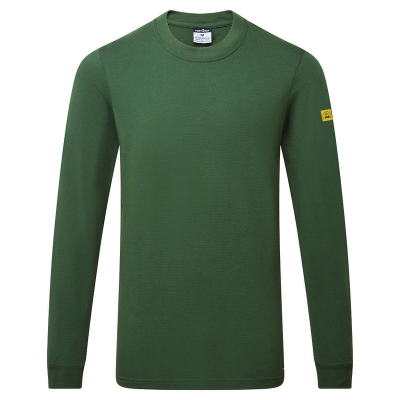 Chargez l'image dans la visionneuse de la galerie, AS22 - T-shirt manches longues antistatique ESD, Vert Forêt # Couleur_Vert Forêt

