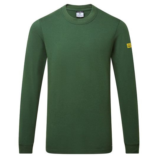 AS22 - T-shirt manches longues antistatique ESD, Vert Forêt