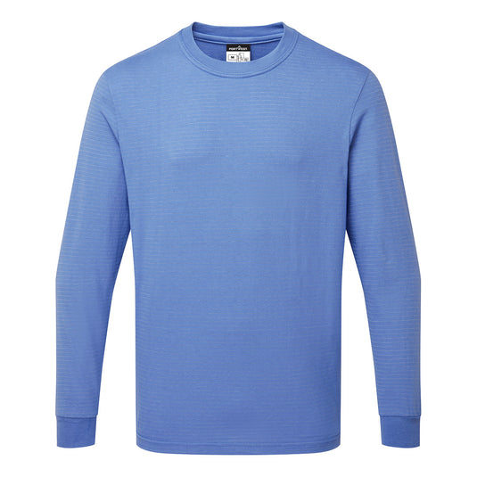 AS22 - T-shirt manches longues antistatique ESD, Bleu Hamilton