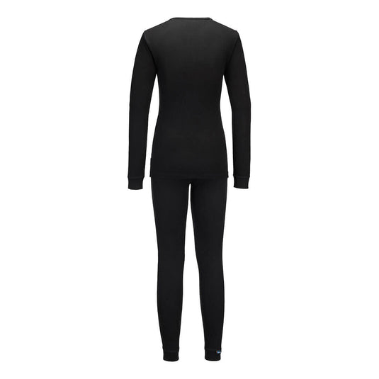 B128 - Ensemble thermique couche de base femme, Noir, vue de dos 