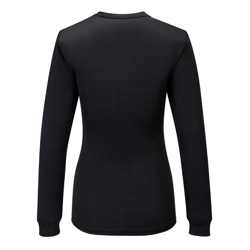 Chargez l'image dans la visionneuse de la galerie, B136 - Haut thermique manches longues pour femmes, Noir, vue de dos # Couleur_Noir

