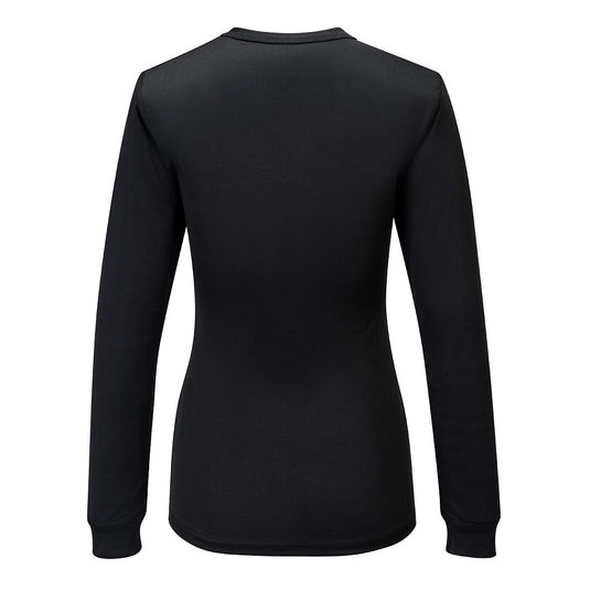 B136 - Haut thermique manches longues pour femmes, Noir, vue de dos 