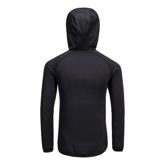 B191 - Haut thermique à capuche, Noir, vue de dos 