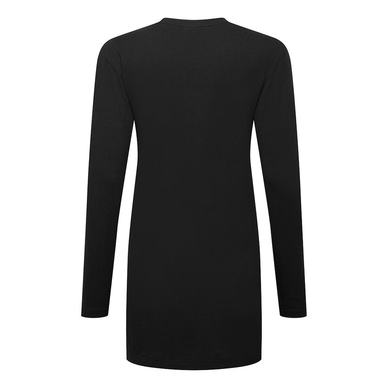 Chargez l'image dans la visionneuse de la galerie, B194 - T-shirt femme coton coupe large manches longues, Noir, vue de dos # Couleur_Noir

