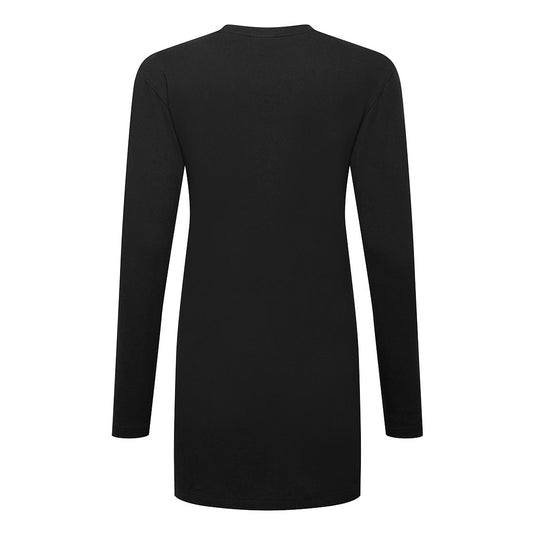 B194 - T-shirt femme coton coupe large manches longues, Noir, vue de dos