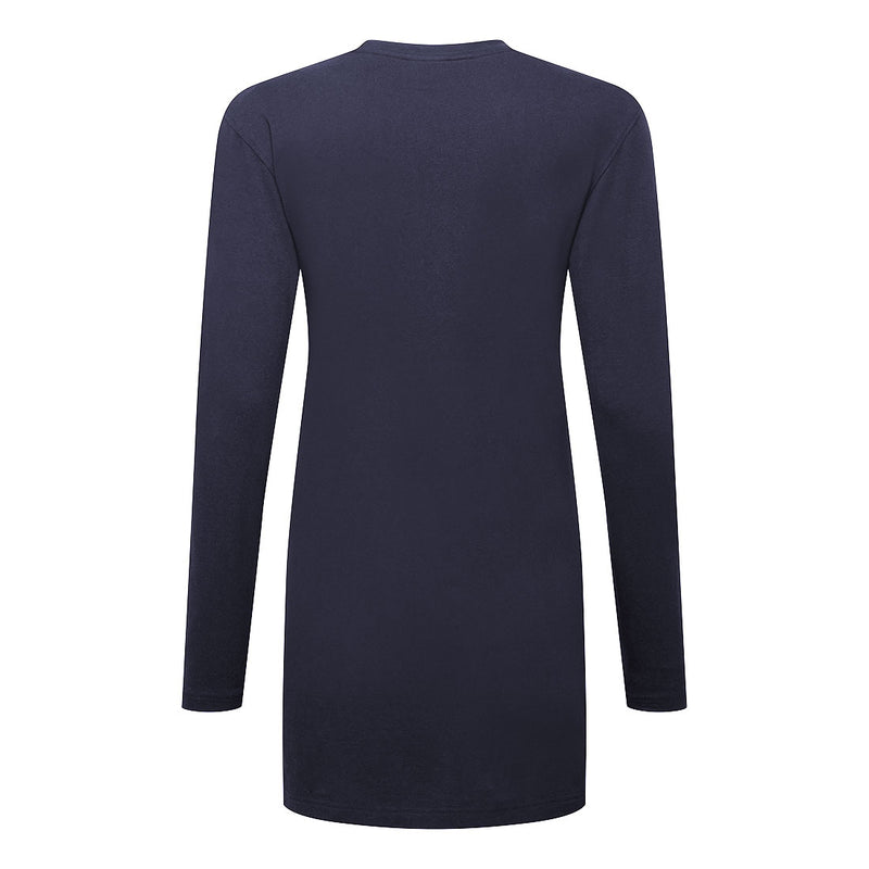 Chargez l'image dans la visionneuse de la galerie, B194 - T-shirt femme coton coupe large manches longues, Marine, vue de dos # Couleur_Marine
