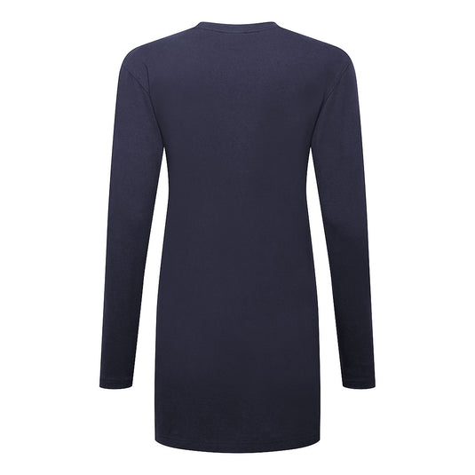 B194 - T-shirt femme coton coupe large manches longues, Marine, vue de dos
