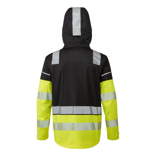 BX323-Veste de pluie Ultimate haute-visibilité 3 en 1, Jaune/Noir, vue de dos 