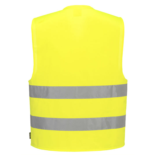 C475 - Gilet HV avec porte-badge double entrée, Jaune, vue de dos 