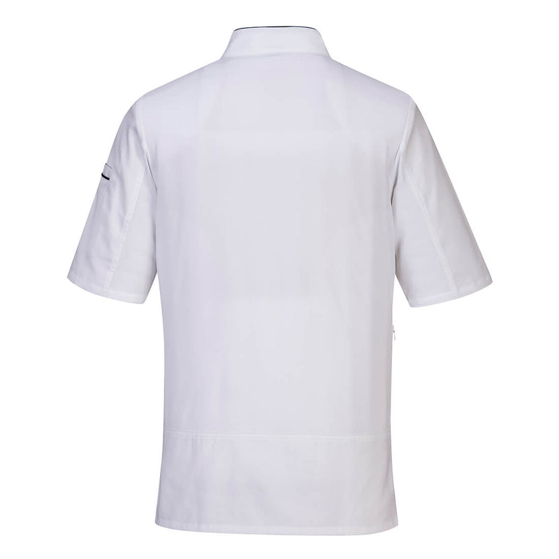 Chargez l'image dans la visionneuse de la galerie, C735 - Veste de chef Surrey M/C, Blanc, vue de dos # Couleur_Blanc
