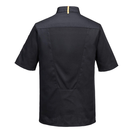 C739 - Veste de cuisine Maille Pro manches courtes, Noir, vue de dos