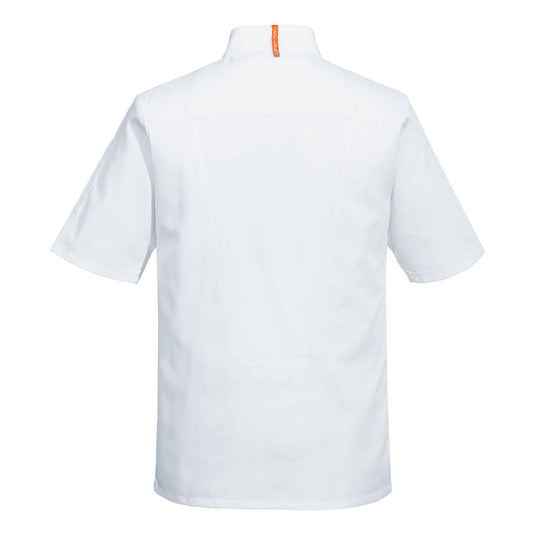 C739 - Veste de cuisine Maille Pro manches courtes, Blanc, vue de dos