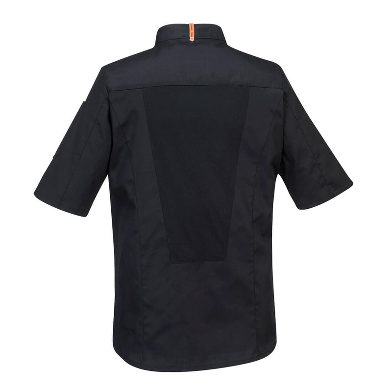 Chargez l'image dans la visionneuse de la galerie, C746 - Veste de cuisine manches longues Stretch Mesh Air Pro, Noir, vue de dos # Couleur_Noir
