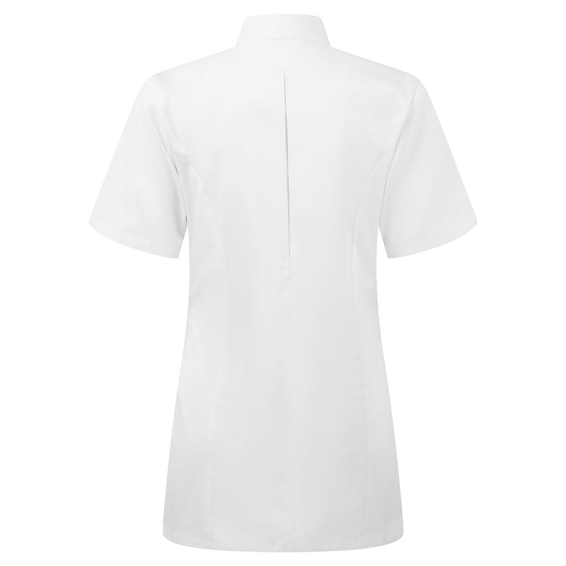 Chargez l'image dans la visionneuse de la galerie, C824 - Tunique médicale stretch femme, Blanc, vue de dos # Couleur_Blanc
