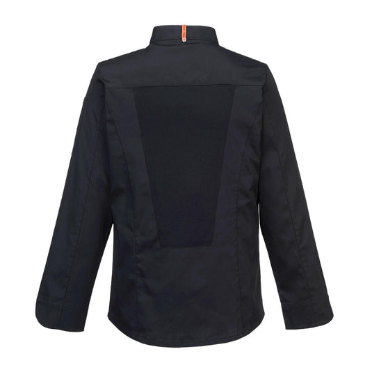 C846 - Veste de cuisine manches longues Stretch Mesh Air Pro, Noir, vue de dos
