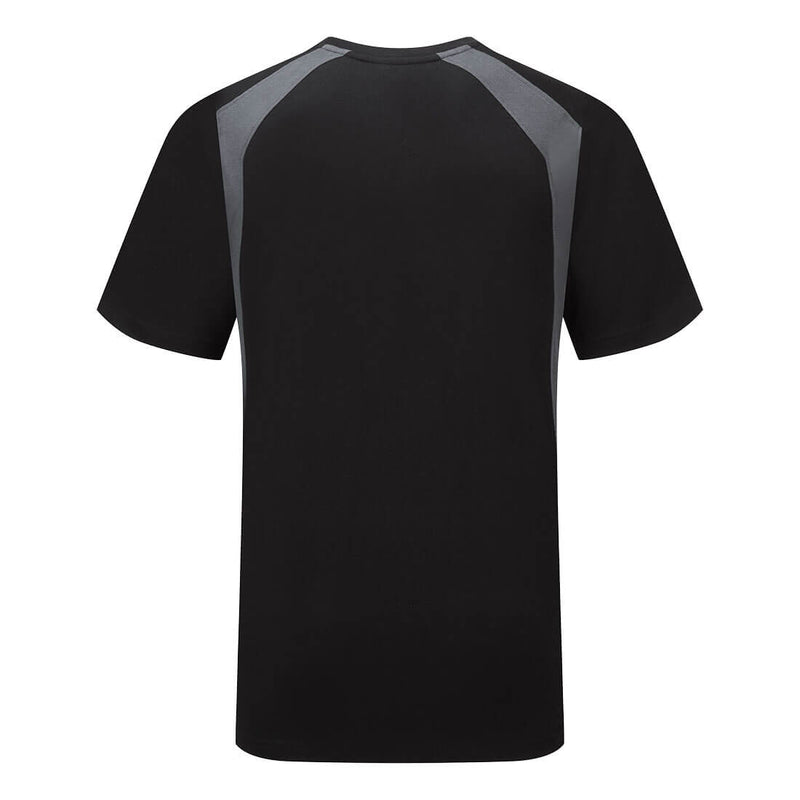 Chargez l'image dans la visionneuse de la galerie, CD811 - T-shirt coton léger WX2 manches courtes, Noir/Gris, vue de dos # Couleur_Noir/Gris
