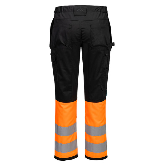 CD858 - Pantalon HV WX2 Eco à poches holster Classe 1, Orange/Noir, vue de dos