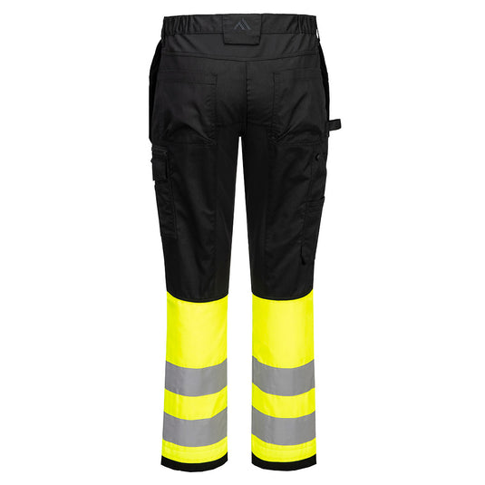 CD858 - Pantalon HV WX2 Eco à poches holster Classe 1, Jaune/Noir, vue de dos