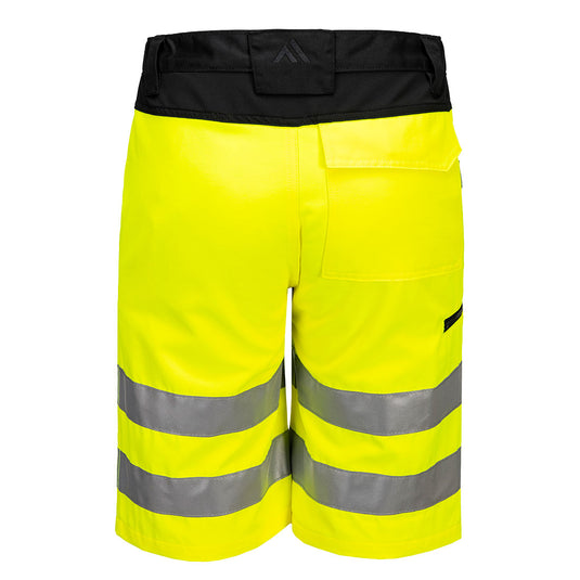 CD899 - Bermuda WX2 eco-conçu stretch, Jaune/Noir, vue de dos