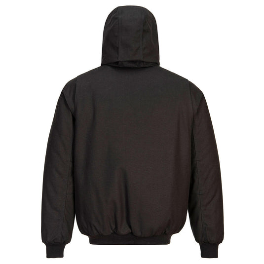 DC801 - Veste à capuche avec doublure en duvet de canard, Noir, vue de dos 