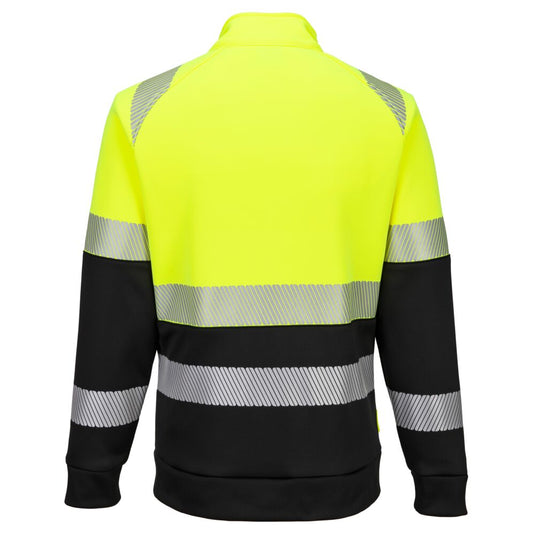 DX490 - Sweat-shirt zippé DX4 HV Classe 1, Jaune/Noir, vue de dos