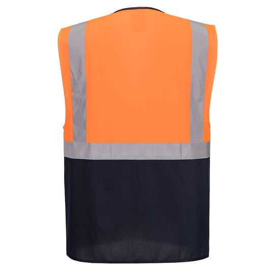 ES076 - ES1 Essential Gilet Exécutif Contrasté Haute Visibilité, Orange/Marine, vue de dos