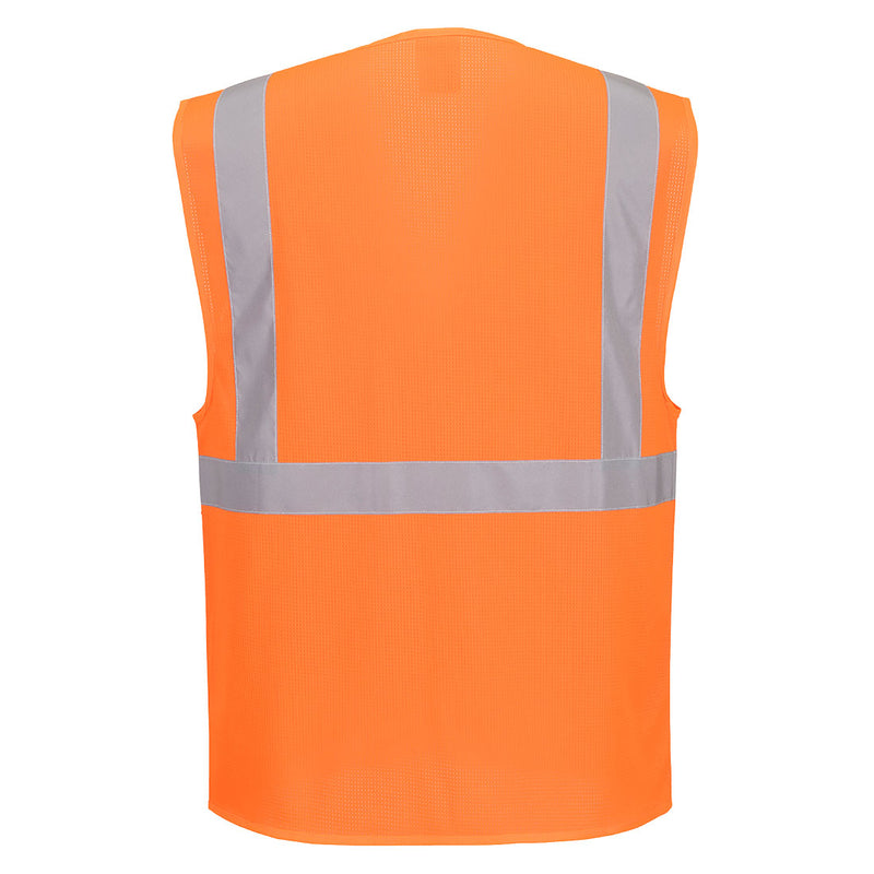 Chargez l'image dans la visionneuse de la galerie, ES376 - ES1 Essential Gilet Exécutif en Maille Haute Visibilité, Orange, vue de dos # Couleur_Orange
