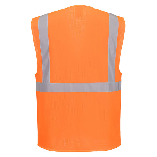 ES376 - ES1 Essential Gilet Exécutif en Maille Haute Visibilité, Orange, vue de dos
