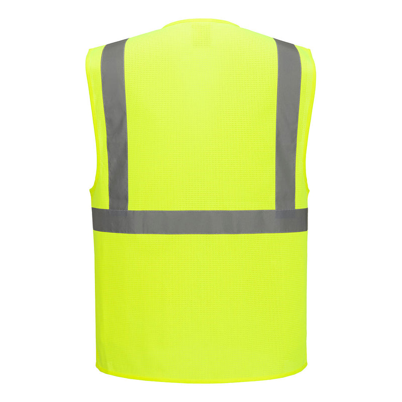 Chargez l'image dans la visionneuse de la galerie, ES376 - ES1 Essential Gilet Exécutif en Maille Haute Visibilité, Jaune, vue de dos # Couleur_Jaune
