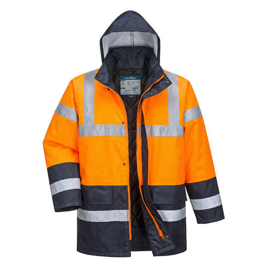ES466 - ES1 Essential Veste de Circulation Hivernale Contrastée Haute Visibilité, Orange/Marine