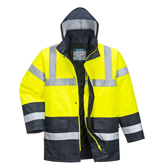 ES466 - ES1 Essential Veste de Circulation Hivernale Contrastée Haute Visibilité, Jaune/Marine 