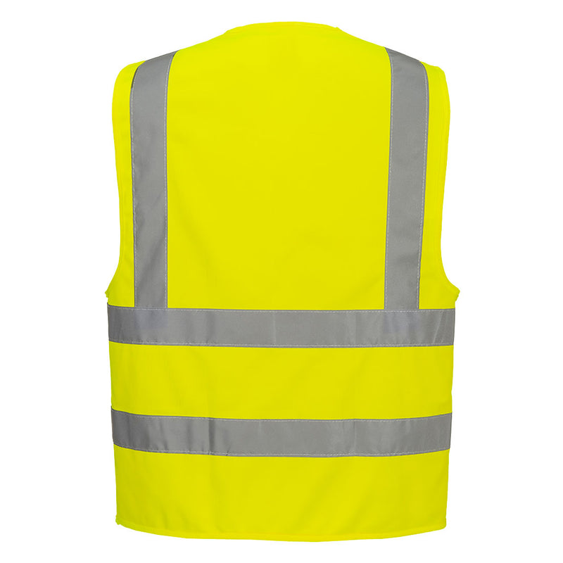 Chargez l'image dans la visionneuse de la galerie, ES470 - ES1 Essential Gilet à Bandes et Bretelles Haute Visibilité, Jaune, vue de dos # Couleur_Jaune

