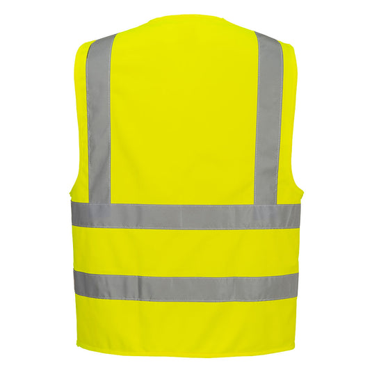 ES470 - ES1 Essential Gilet à Bandes et Bretelles Haute Visibilité, Jaune, vue de dos 