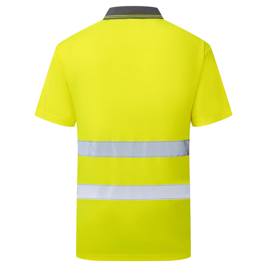 ES477 - ES1 Essential Polo Haute Visibilité M/C, Jaune, vue de dos
