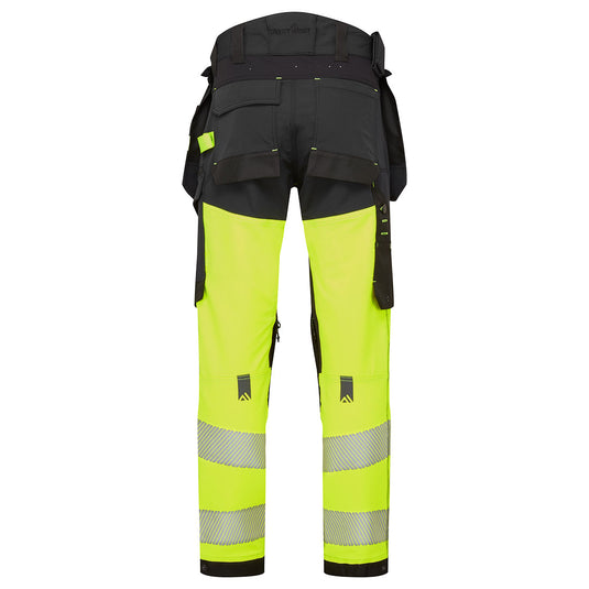 EV442 - Pantalon Stretch EV4 Haute-Visibilité Classe 1 avec Poches flottantes Démontables, Jaune/Noir, vue de dos 
