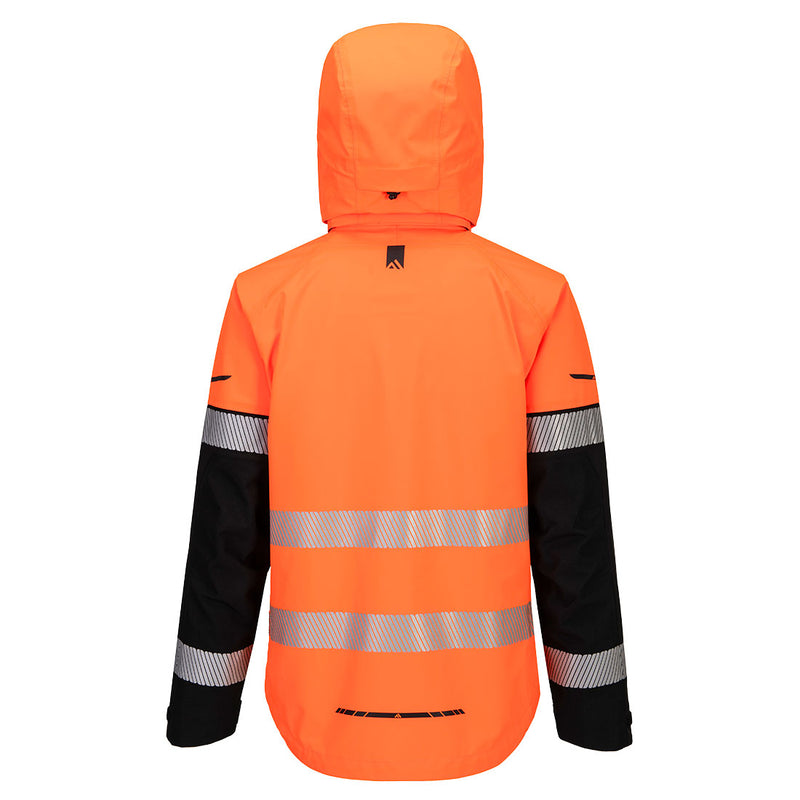 Chargez l'image dans la visionneuse de la galerie, EV465 - Veste imper-respirante à capuche HV EV4 (3L), Orange/Noir, vue de dos # Couleur_Orange/Noir
