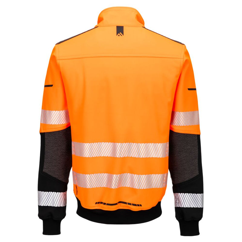 Chargez l'image dans la visionneuse de la galerie, EV468 - Softshell bomber HV EV4, Orange/Noir, vue de dos # Couleur_Orange/Noir
