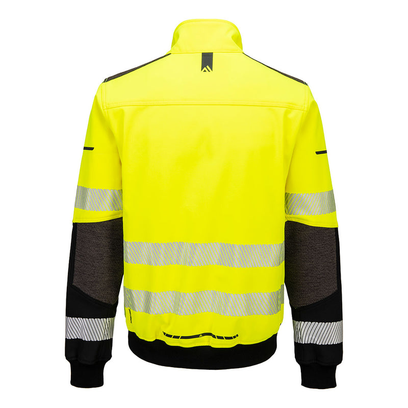 Chargez l'image dans la visionneuse de la galerie, EV468 - Softshell bomber HV EV4, Jaune/Noir, vue de dos # Couleur_Jaune/Noir
