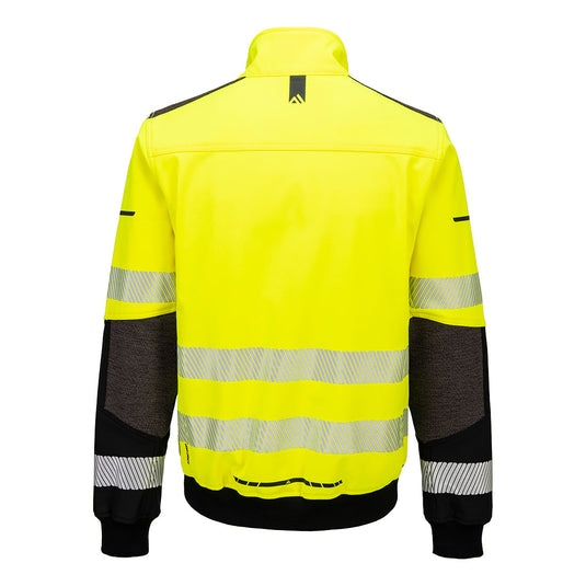 EV468 - Softshell bomber HV EV4, Jaune/Noir, vue de dos