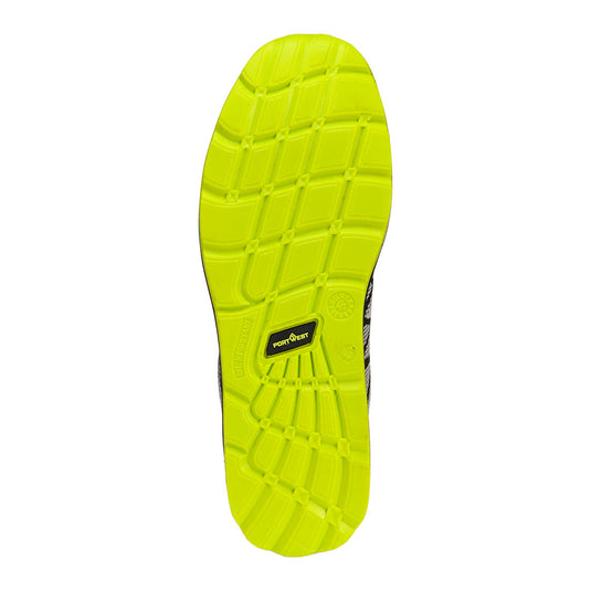 FC08 - Chaussure de sécurité éco-conçu Portwest Compositelite S1P, Noir/jaune, vue de dos 