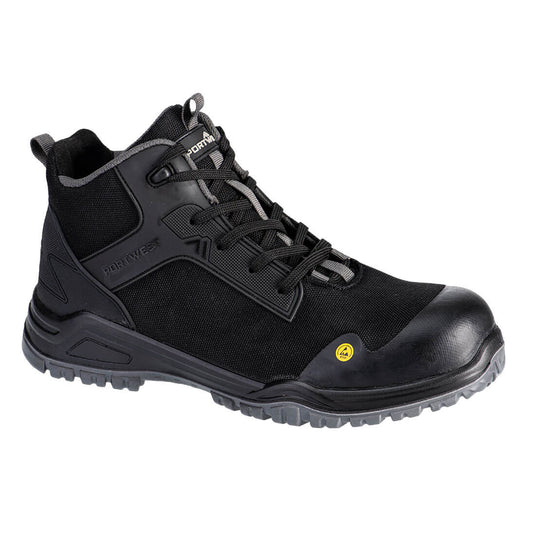 FE01 - Chaussure haute Bevel Composite S3S ESD SR FO, Noir/Gris 