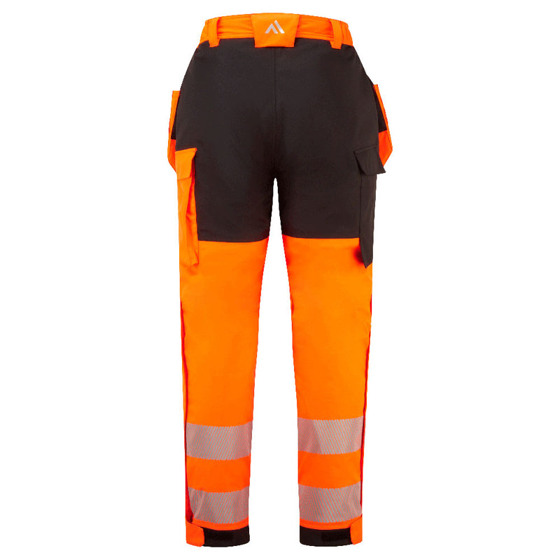 Chargez l'image dans la visionneuse de la galerie, FR427 - Pantalon d'hiver + pluie Holster PW3 Modaflame HV, Orange/Noir, vue de dos # Couleur_Orange/Noir
