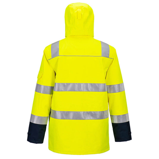 FR605 - Veste de pluie Bizflame HV, Jaune/Marine, vue de dos 
