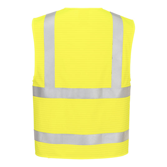 FR615 - Gilet zippé Bizflame HV FR, Jaune, vue de dos 